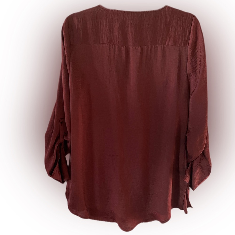 Apt 9 Rust Rayon Women’s Large V-neck Blouse - Picture 3 of 4